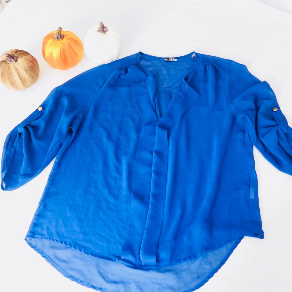 Blue sheer dress up shirt.